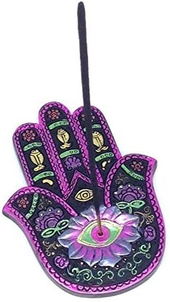 Hamsa Hand Incense Burner Black Fuchsia
