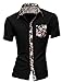 Allegra K Men Short Sleeves Floral Prints Shirt
