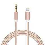 iPhone 8 Aux Cable, Yeebline iPhone 8 Plus iPhone 7 Lightning to 3.5mm Audio Adapter [Aluminum Shell, Nylon Braided] Trusted Car Stereo Aux Cord Supports on iOS 11 - Rose Gold