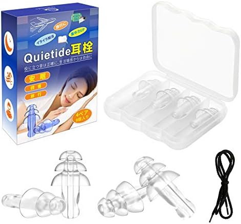 耳栓 安眠 防音 Quietide フィルターなしタイプの耳栓 ４ペア8個セット 水洗い可能 繰り返し使用可能 睡眠 飛行機 オフィス 仕事 勉強 ケース付き 紐付き 日本語説明書付 Q8 透明色 Rwenzorisustainable Org
