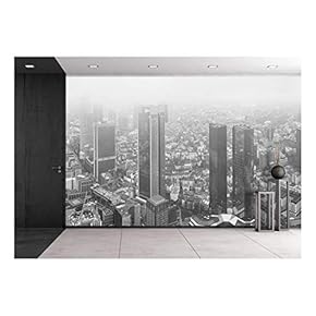 View European City Frankfurt Am Main Skyscrapers - Removable Wall Mural | Self-Adhesive Large Wallpaper - 66x96 inches