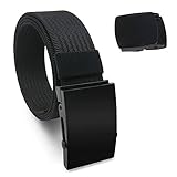 Hoanan Non-Metal Nylon Belt, Mens Casual Web Jeans Waist Belt Tactical Work Belt, Black + Grey