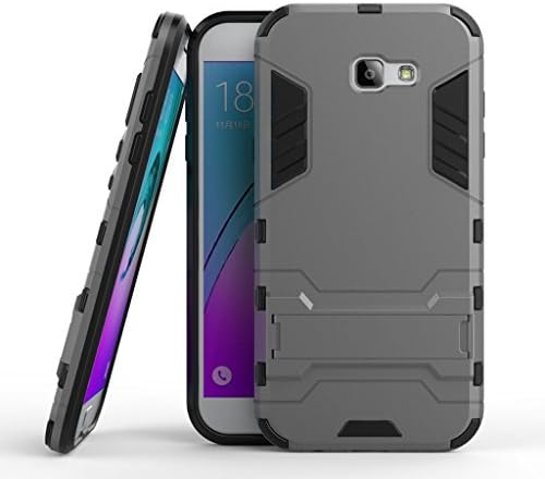 Armotech Hybrid Dual Layer Impact Protective Case Cover For Samsung Galaxy A7 2017 - Grey[Heavy Duty] [Shock-Absorption] [Kickstand Feature]