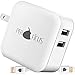 PERFICUS 24W 4.8A (2 x 2.4A) Dual USB Wall Charger Adapter Set - Safe & Fast PER-Smart Tech - Overcharge & Overheat Protection - 2-In-1 iOS + Android Cable - for iPhone, Galaxy and Most USB Devices