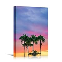 Canvas Wall Art Bedroom Multicolor Nature Neon Photography Trees Tropical Urban - 12x18 inches