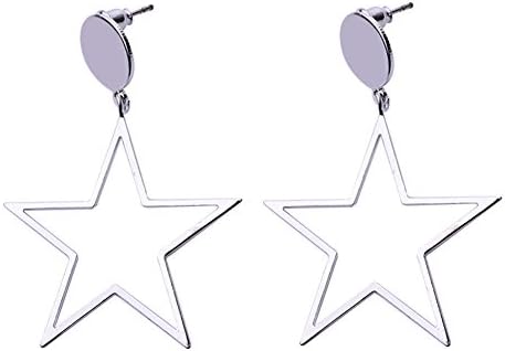 S925 Silver Plated & 18K Gold Plated Big five Pointed star Circular Ring women drop stud earring