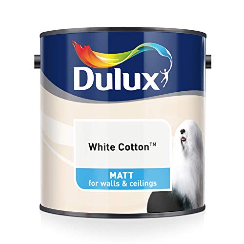 Dulux Matt Emulsion Paint For Walls And Ceilings White Cotton 2.5L