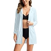 Women's UPF 50+ Swim Cover Up Sun Protection Hoodie Long Jacket SPF Lightweight Beach Cover Ups for Women