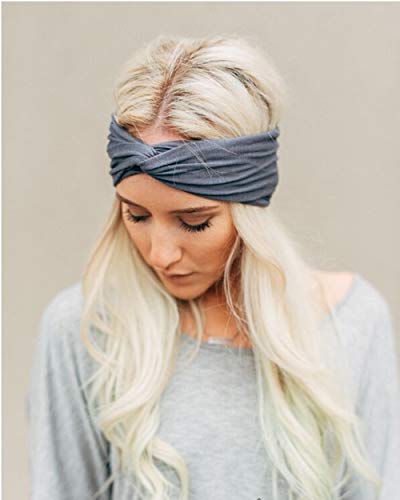 WAINIS 8 Pack Cotton Turban Headbands for Women Wide Twisted Boho Headwrap Yoga Workout Sport Thick Head Hair Bands