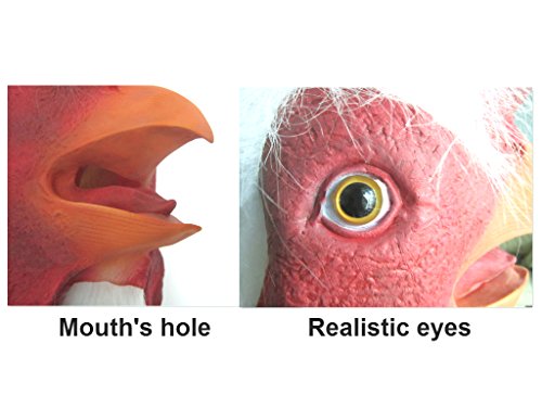 Lubber Rooster Latex Animal Head Mask For Costume (Red)