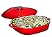 Bruntmor Classic Enameled Cast Iron 3.8-Quart Square Covered Casserole with handle, Oven and Dishwasher Safe Multipurpose Dutch oven with lid, Enameled Red