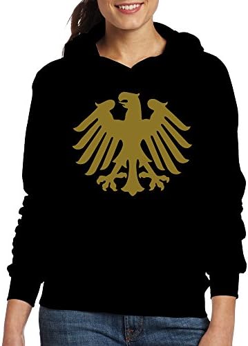 BALYFALE Geek German Eagle Women's Long Sleeve Hooded Sweatshirt XXL Black