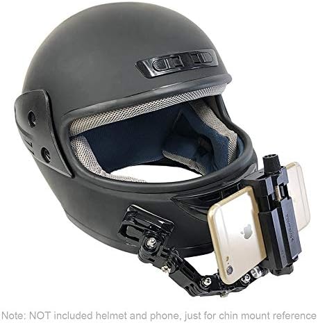 Upgraded Helmet Chin Mount Helmet Mount Kit for GoPro Hero 5 6 Mobile Phone Xiaomi Yi Action Camera, Helmet Front and Side Swivel Mount and Flat Curved Adhesive Mounts with Sticky Pads