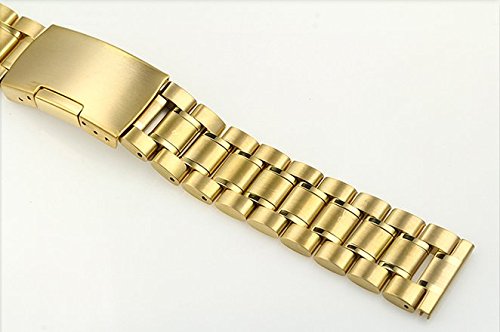ZEIGER Men B008 Replacement Metal Wrist Watch Band (Stainless Gold 20mm)
