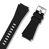 Suoman 22mm Classic Silicone Strap Band for Fossil Men Gen 5 Carlyle/Women Gen 5 Julianna Smartwatch Replacement Band Strap - Black