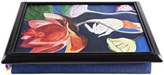 Art Quo Multi-Design Lap Tray With Cushion | Sturdy, Durable Lap Table With Fire-Retardant Cushion For Laptops & Tablets | Writing Laptable For Children, Students & Professionals | 18*14*3 Inch Laptray with Bean Bag Cushion Perfect for Eating on Bed, Sofa, Or Lap | Best For Home Utility, Children, Freelancers, Students & Professionals | Convenient Size & Weight For Traveling Around With | Can be Stored in Small Space | *Multi-Colour Abstract Lotus*