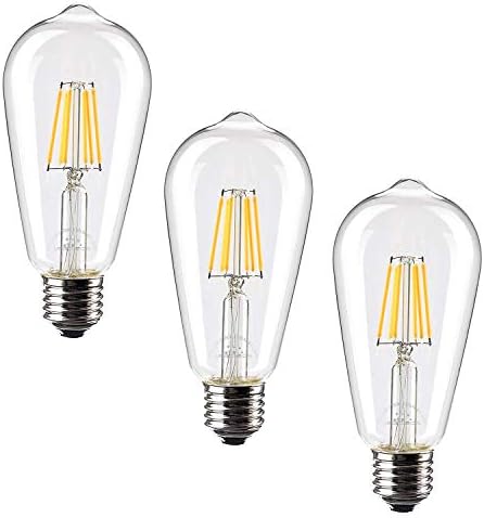 Retro Decorative Light Bulbs, (3-Pack) Leadleds Edison Style E27 LED Filament Bulb, 6W Replace 60 Watts 2700K Warm White for Home Lighting [Energy Class A+]
