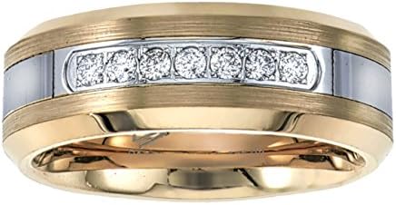 Mens Natural Diamond Wedding Band in Yellow Tungsten Carbide (0.20ct, H-I, I2)