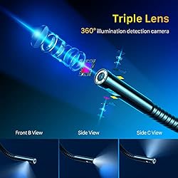 Triple Lens Borescope, FOXOLA Endoscope Camera with