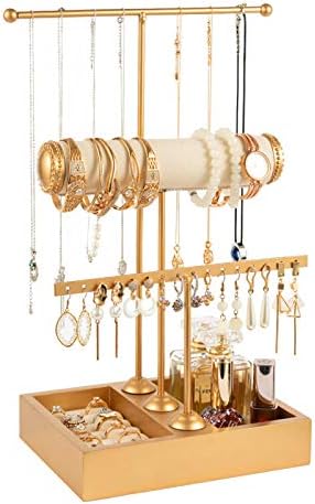 Accessory Stand, Accessory Storage, Earrings, Wristwatch, Necklace, Ring, Jewelry, Storage, Bracelet, Earrings, Lipstick, Accessory Storage, 3 Tiers, Multi-functional, Gold