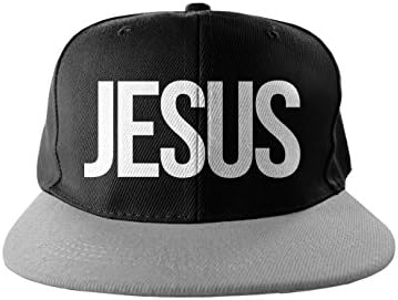Jesus Print Snapback Hat Cap Black Grey