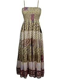 Bonita Womens Sundress Spaghetti Strap Patchwork Printed Smocked Bodice Beach Holiday Dresses