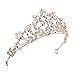 SWEETV Rose Gold Pearl Wedding Tiara for Bride, Crystal Tiaras and Crowns for Women, Princess Tiara Costume Crown for Birthday Party Prom