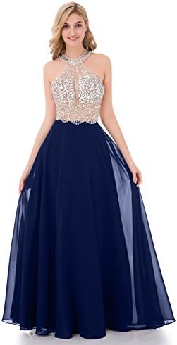 YuNuo Sparkly Crystal Beading Prom Dresses Long 2019 Sexy Open Back Party Ball Gown Scoop Bridesmaid Dresses…