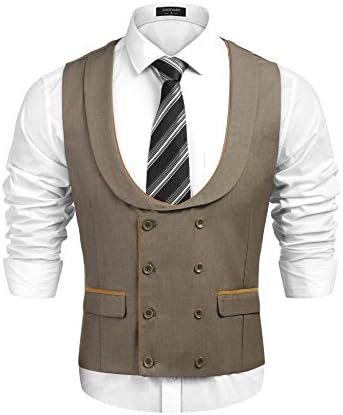 Simbama Mens Plaid Layered Vest Dress Suit Vest Formal Waistcoat For Wedding