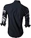 jeansian Men's Slim Lion Print Long Sleeves Dress Shirts Z030 Navy M