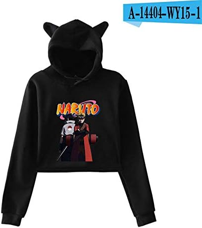 Naruto Hoodies Uzumaki Naruto Uchiha Sasuke K-Pop Cute Cat Ears Hoodies Sexy Navel Cat Ears Hoodies Anime Cartoon Sweatshirt