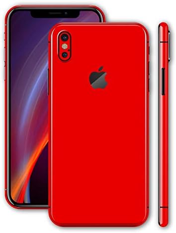 iPhone X Skin Wrap Cover | Vinyl Decal Protective Skin Wrap Cover for iPhone X 10 (Precision Fit) (Ultra Thin) (Vibrant Colors) (Red)