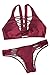 Cupshe Fashion Women's Solid Color Lace Up Padding Bikini Set Beach Bathing Suit, Burgundy (S)