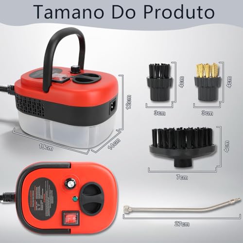 Higienizador Vapor, Vaporizador E Higienizador Vapor, Vaporizador Limpeza, Limpador a Vapor, Máquina de Limpeza a Vapor com Cabeça de Escova para Móveis de Cozinha, 110V