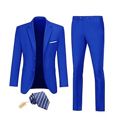 Datysum Slim Fit Suit for Men 2 Piece Royal Blue