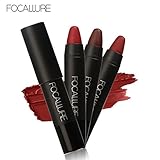 Yoyorule 3 Pcs Long Lasting Red Velvet Matte Color Pencil Lipstick Crayon Makeup Set (A)