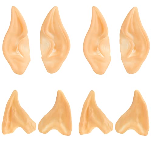 3 otters Latex Elf Ears, 4 Pair Fairy Pixie Elf Ears Pointed Prosthetic Ear Elven Ears Cosplay Halloween Party Favor