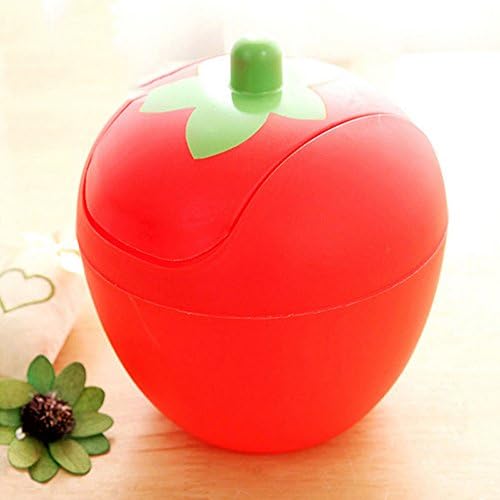 Strawberry Mini Push Trash Can Bedroom Bathroom Waste Basket Interior Welcome (Red)