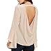 Cheapcotton Women's V-Neck Long Bell Sleeves Cut Out Back Blouse