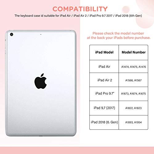 Jelly Comb Backlit Bluetooth Keyboard Case for iPad 9.7 2018 (6th Gen