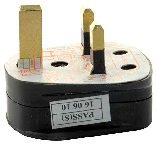 PRO ELEC UK Mains Plug – 5A Fused, Black, BS1363 Approved, Box of 20 – PELB1772