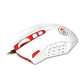 Redragon M901 Gaming Mouse, Wired MMO RGB LED Backlit Computer Mice, 24000 DPI, Perdition, with Weight Tuning Set & 18 Programmable Buttons for Windows PC Gaming (White)