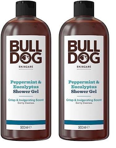 BULLDOG SKINCARE - Peppermint and Eucalyptus Shower Gel | Crisp and Invigorating Scent | 500 ml (Pack of 2)