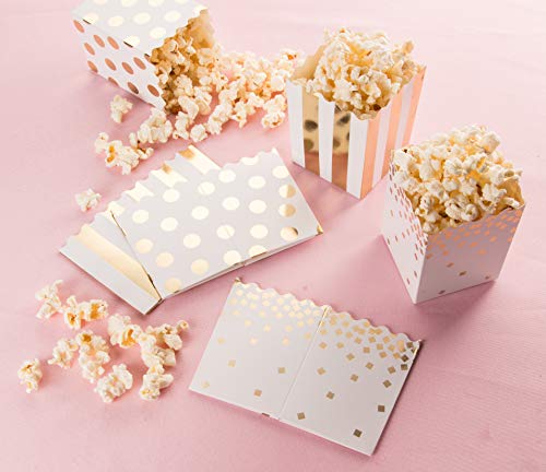 60-Pack Mini Popcorn Boxes - 16oz Small Paper Popcorn and Candy Favor Boxes, Gold Foil Polka Dots, S - //coolthings.us