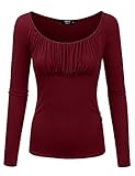 NINEXIS Women's Ruched Gathered Scoop Blouse Top S-3XL (12 Colors)