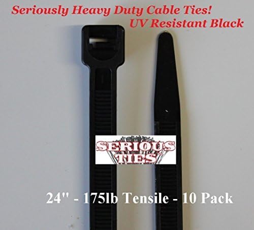 Serious Ties - Extra Heavy Duty Cable Ties - Package of 10 24" UV Black