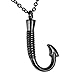HooAMI Fish Hook Memorial Cremation Ash Urn Pendant Keepsake Necklace,Black