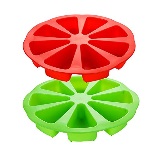 2 Pcs Silicone Baking Molds, 8 Cavity Silicone Scone Pan/Cakes Slices Mold/Triangle Cavity Cake Pan, Pizza Slices Pan,Cornbread Brownies Muffins And Soap Mould,for Oven and Instant Pot DIY Baking Tool