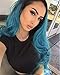 Clearance! Women Long Wigs,Fashion Blue Curly Straight Wavy Synthetic Full Hair Cosplay Party Hairpiece (Blue)