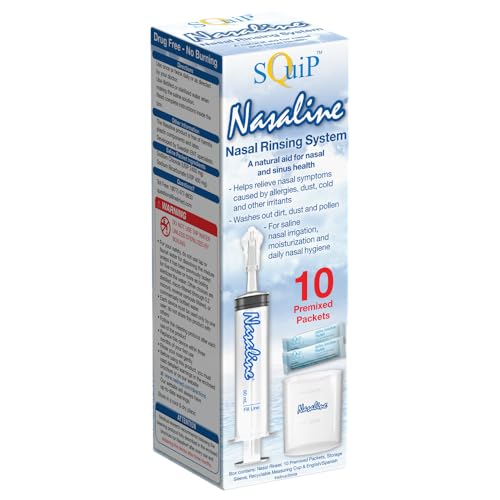 Squip Nasaline Nasal Rinsing System with 10 Premixed Saline Packets